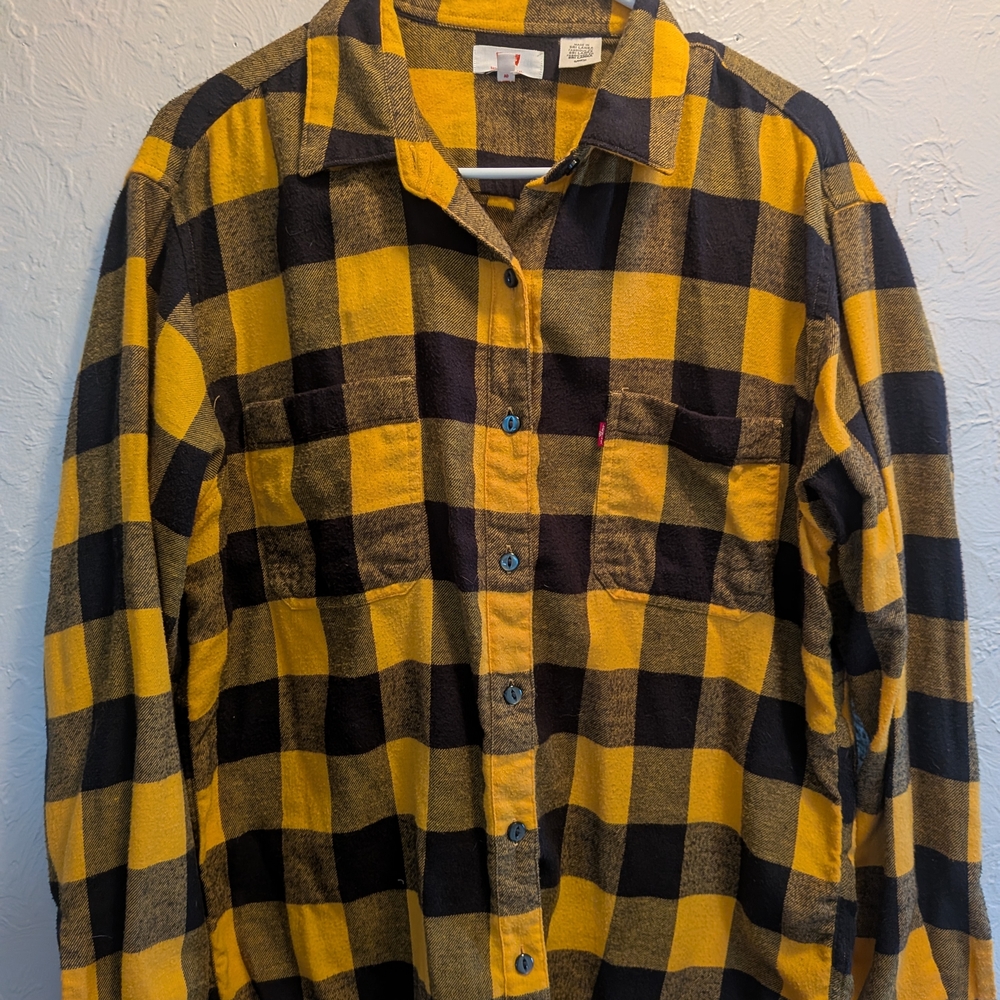 Levi's Yellow and Black Flannel Shirt